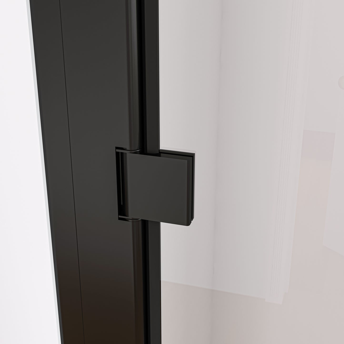 Swing Semi-Frameless Shower Door Matte Black Clear Glass
