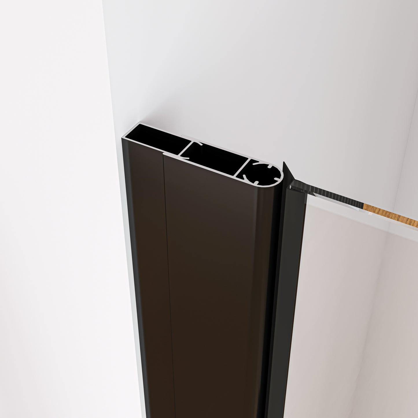 Swing Semi-Frameless Shower Door Matte Black Clear Glass