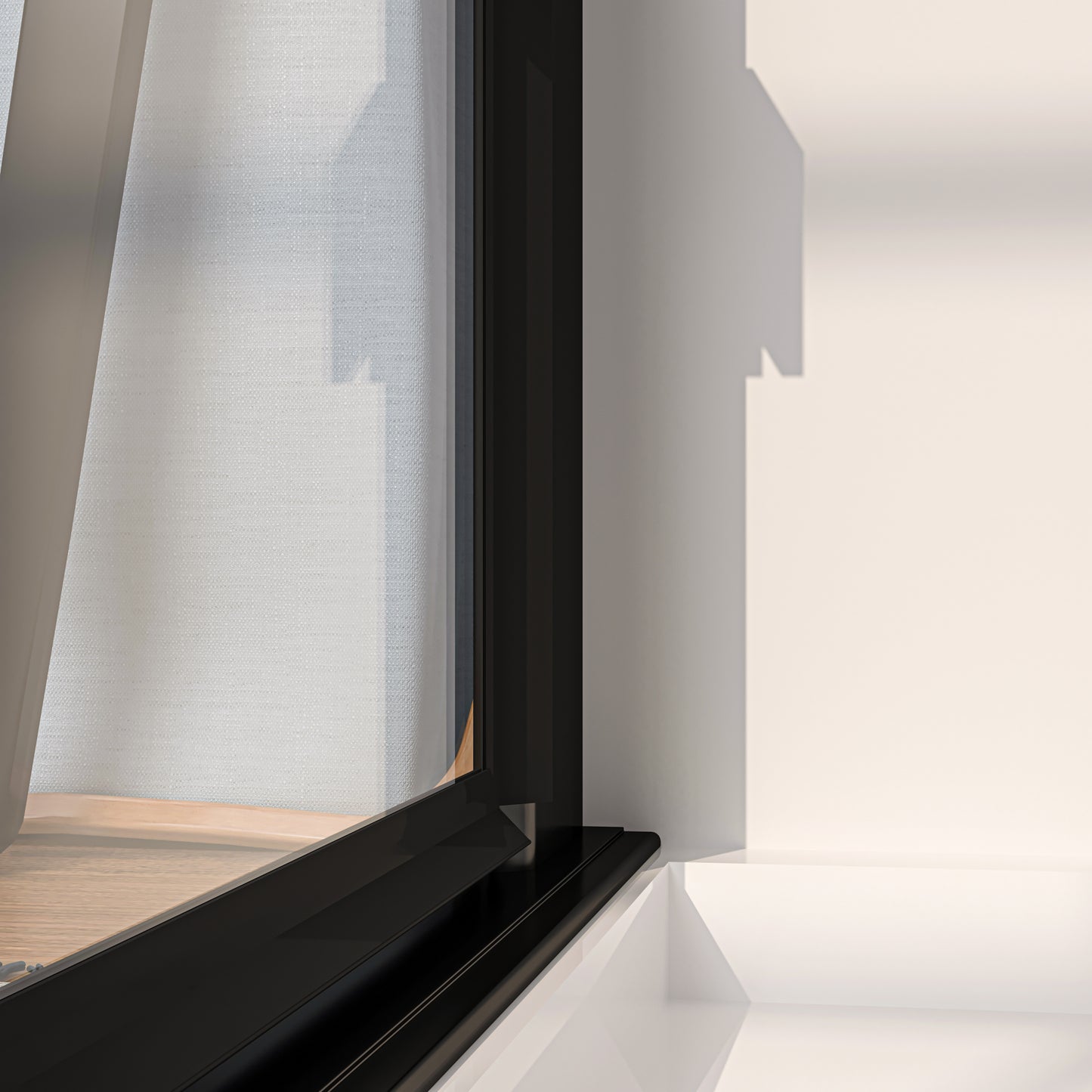 Swing Semi-Frameless Shower Door Matte Black Clear Glass