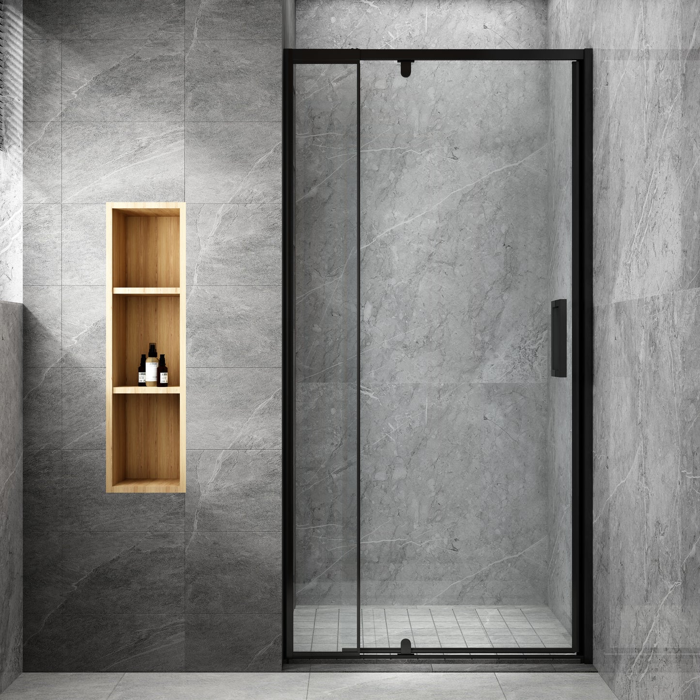 Custom shower door 41.5" wide by 66" high Matte Black