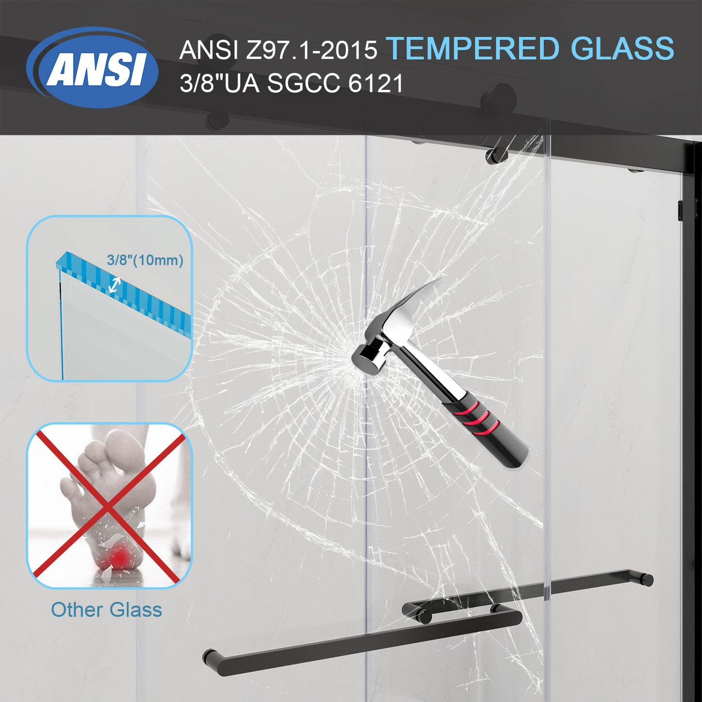 56 in. to 61 in. W x 76 in. H Sliding Framed Shower Door in Matte Black with Clear Glass