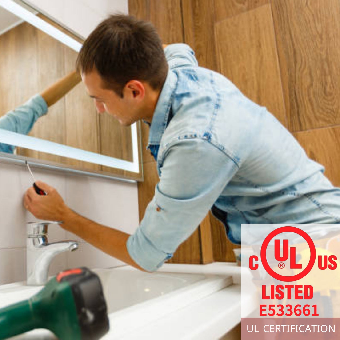 36 in. W x 28 in. H LED Rectangular Frameless Anti-Fog Wall Bathroom Mirror Front Light