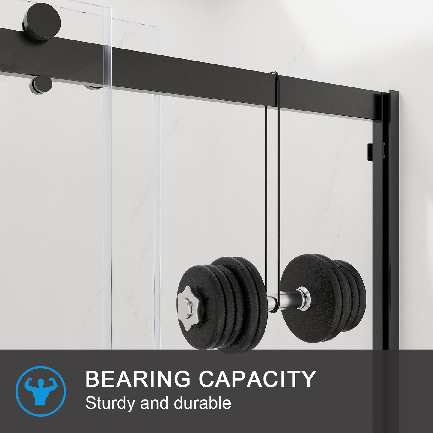56 in. to 61 in. W x 76 in. H Sliding Framed Shower Door in Matte Black with Clear Glass