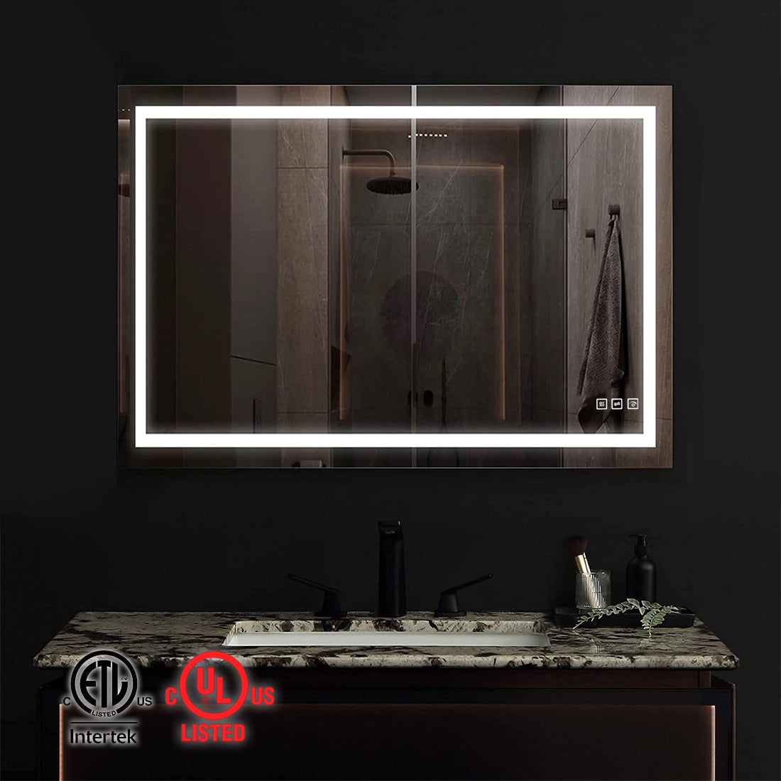 40 in. W x 32 in. H LED Rectangular Frameless Anti-Fog Bathroom Mirror Front Light