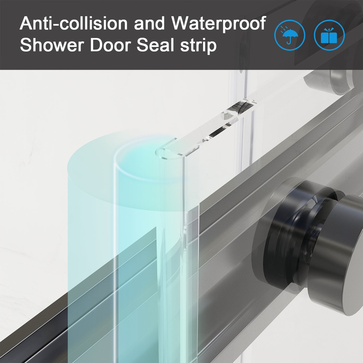 56 in. to 61 in. W x 76 in. H Sliding Framed Shower Door in Matte Black with Clear Glass