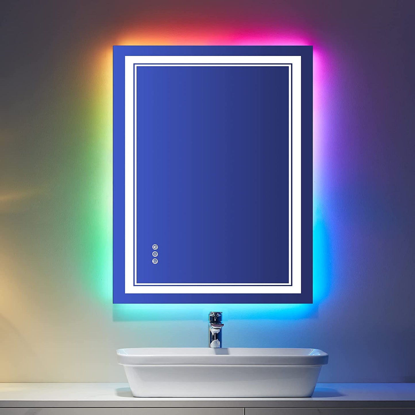 24 in. W x 36 in. H Led Rectangular RGB Anti-Fog Bathroom Mirror Front & Backlit