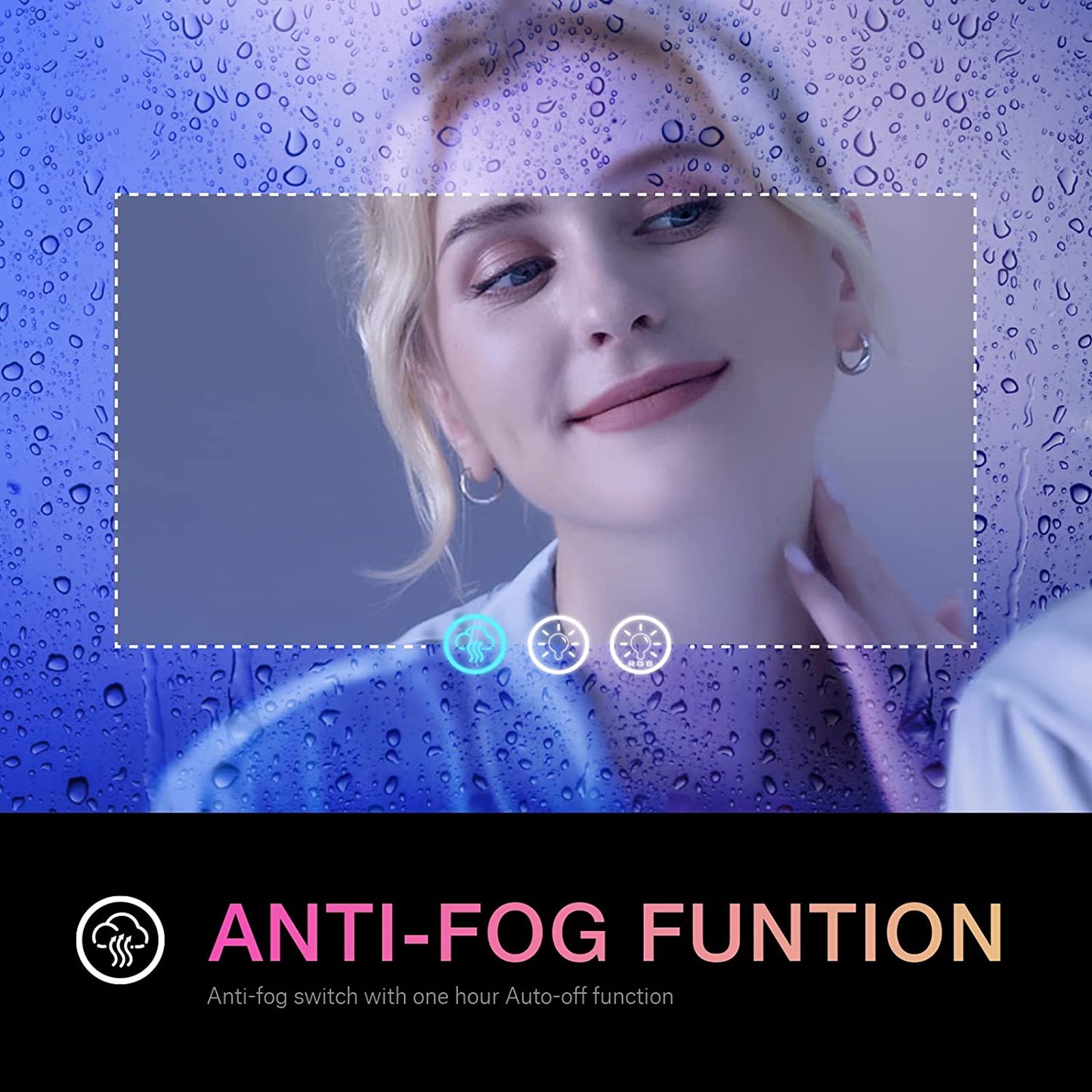 60 in W x36 in. H Led Large Rectangular RGB Anti-Fog Bathroom Mirror Front & Backlit