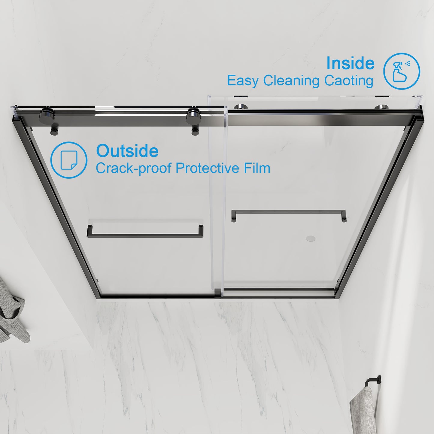 56 in. to 61 in. W x 76 in. H Sliding Framed Shower Door in Matte Black with Clear Glass