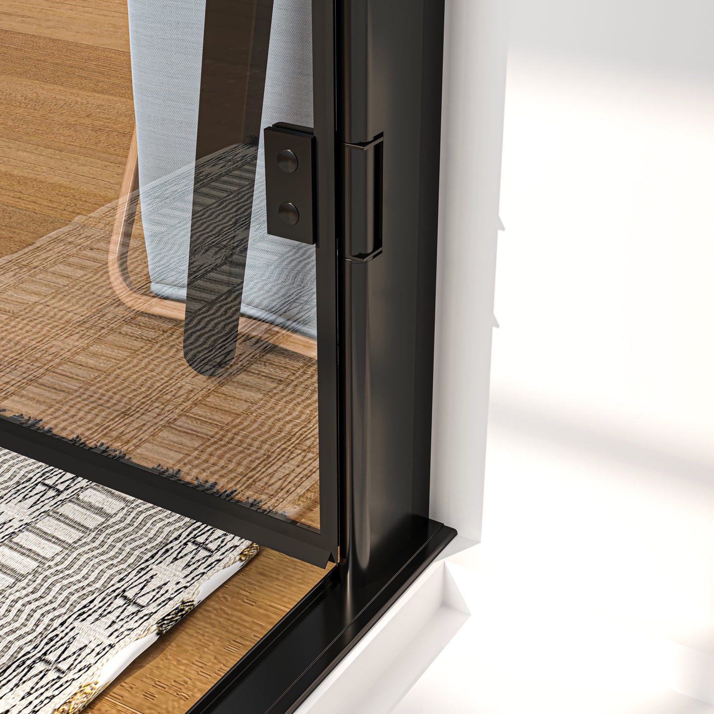 Swing Semi-Frameless Shower Door Matte Black Clear Glass