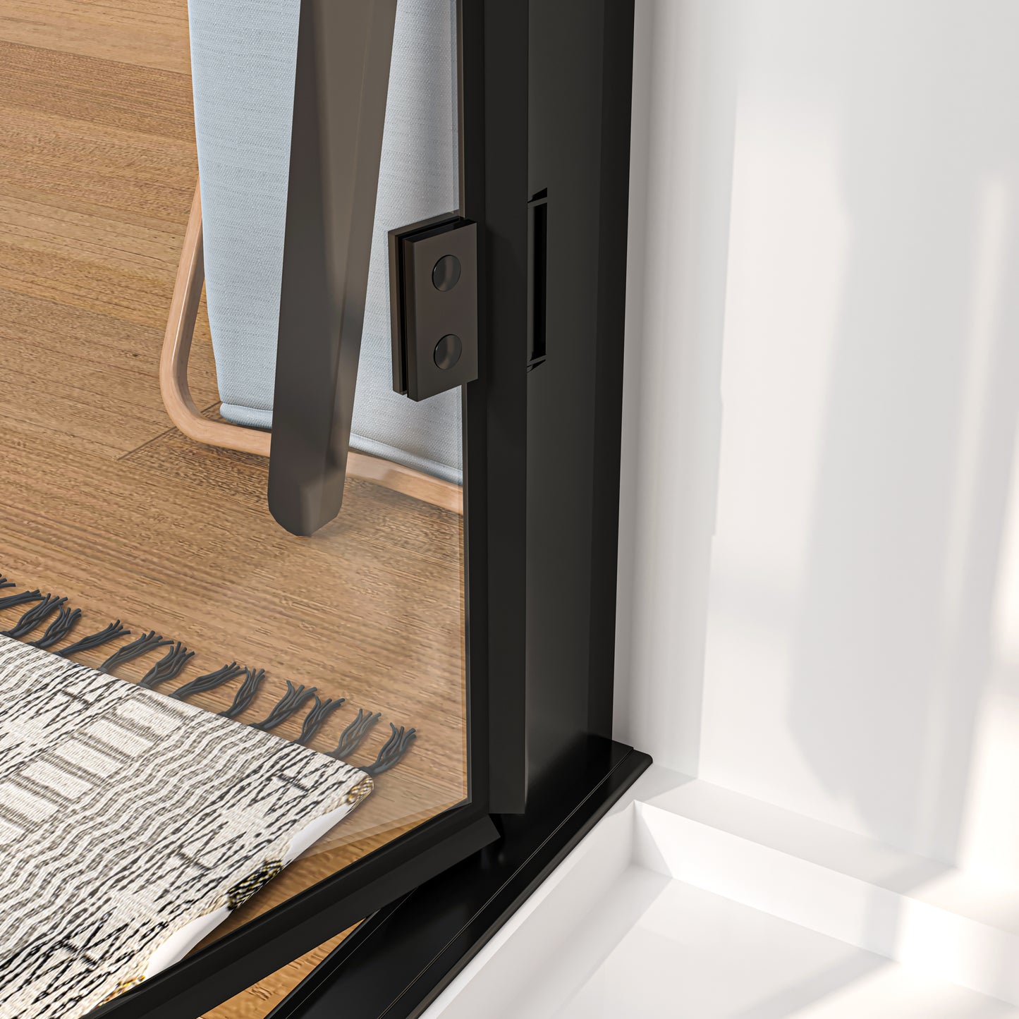 Swing Semi-Frameless Shower Door Matte Black Clear Glass