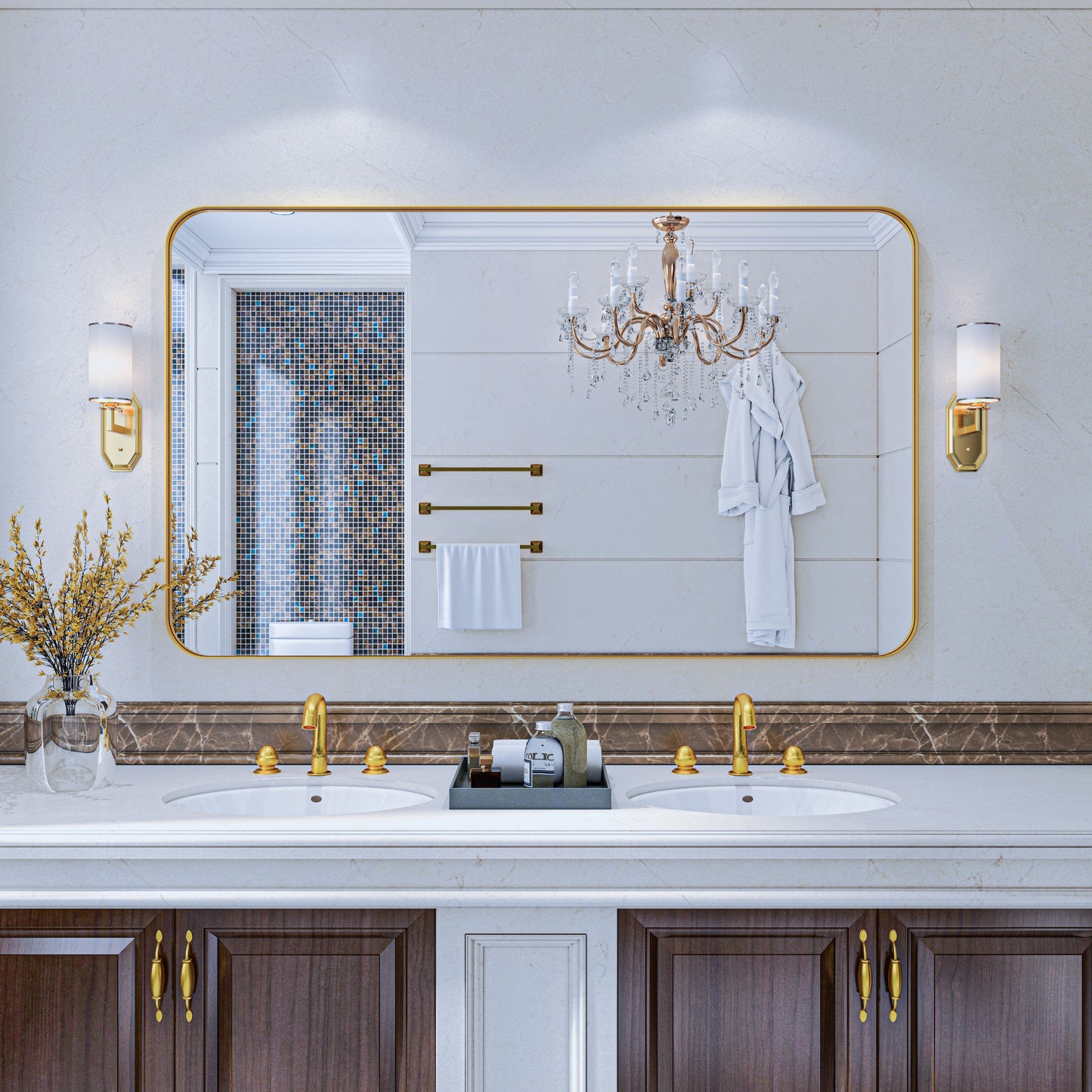 Square Framed Bathroom Wall Mirrors Aluminum Frame (Horizontal/Vertical)