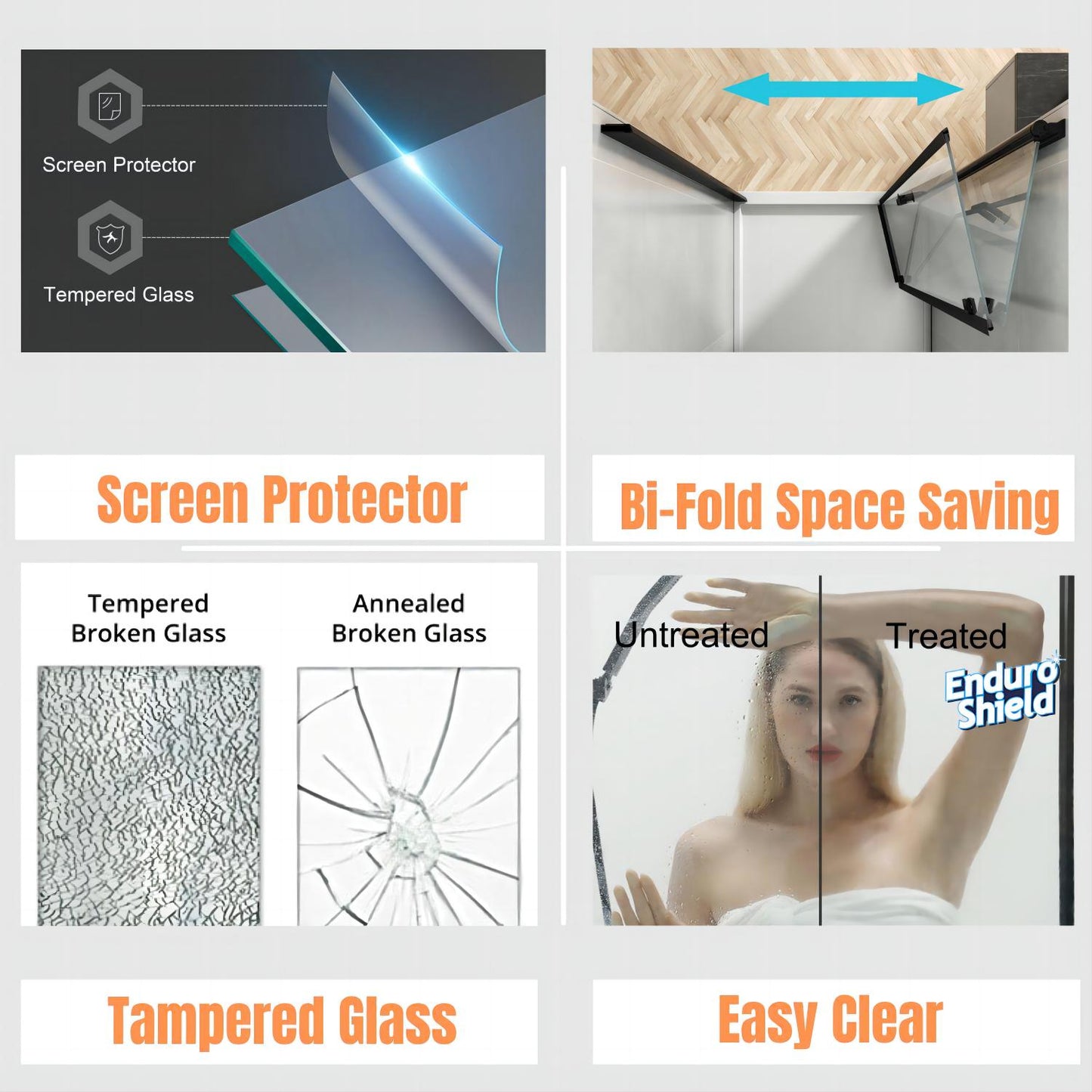 TOOLKISS Bi-Fold Frameless Shower Doors Customization(BFH)