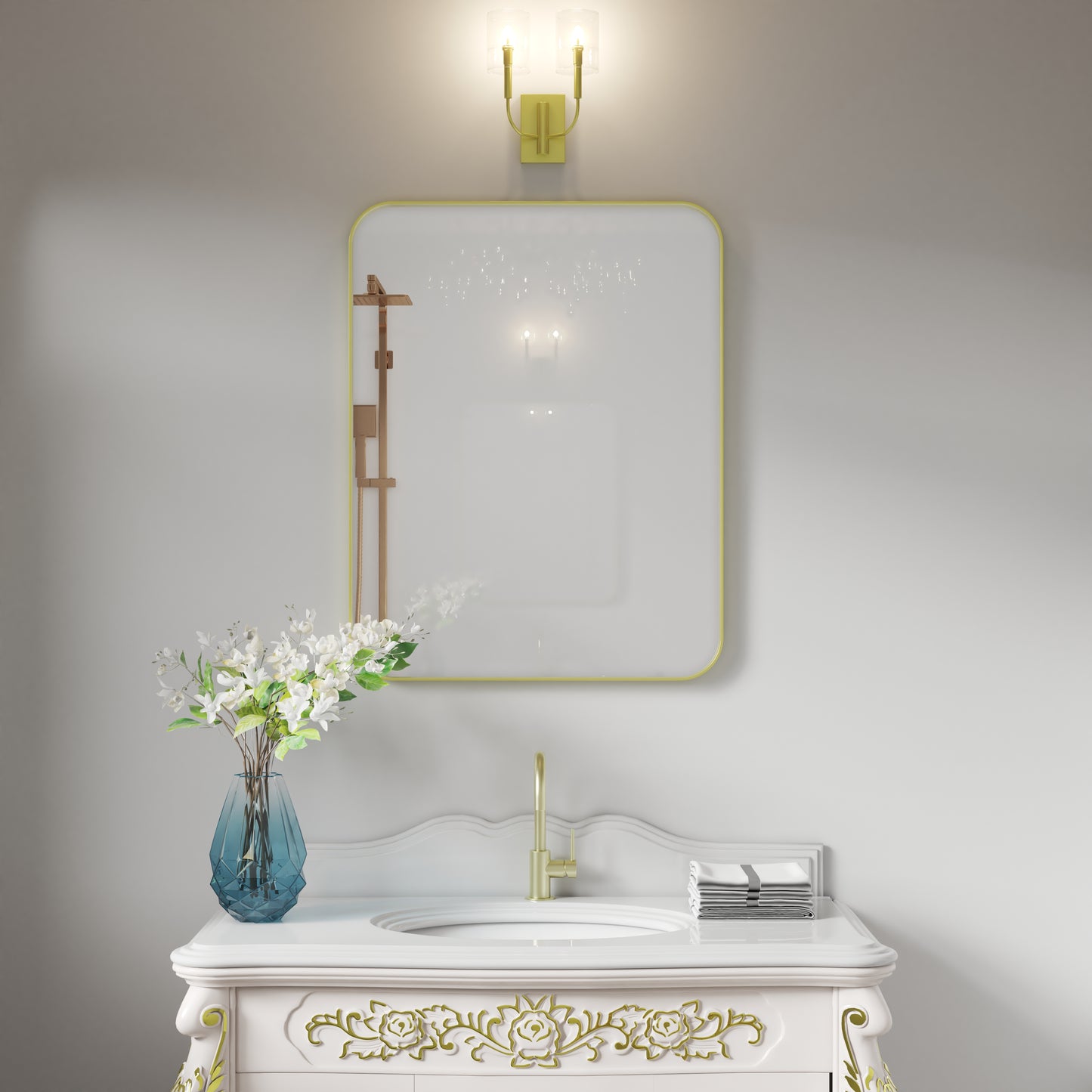 Square Framed Bathroom Wall Mirrors Aluminum Frame (Horizontal/Vertical)
