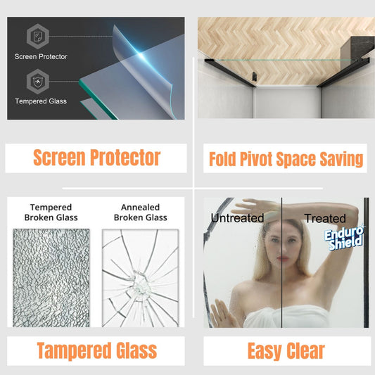 36-37 1/4'' in. W x 72 in. H Pivot Swing Minimalist Frameless Shower Door Matte Black Clear Glass