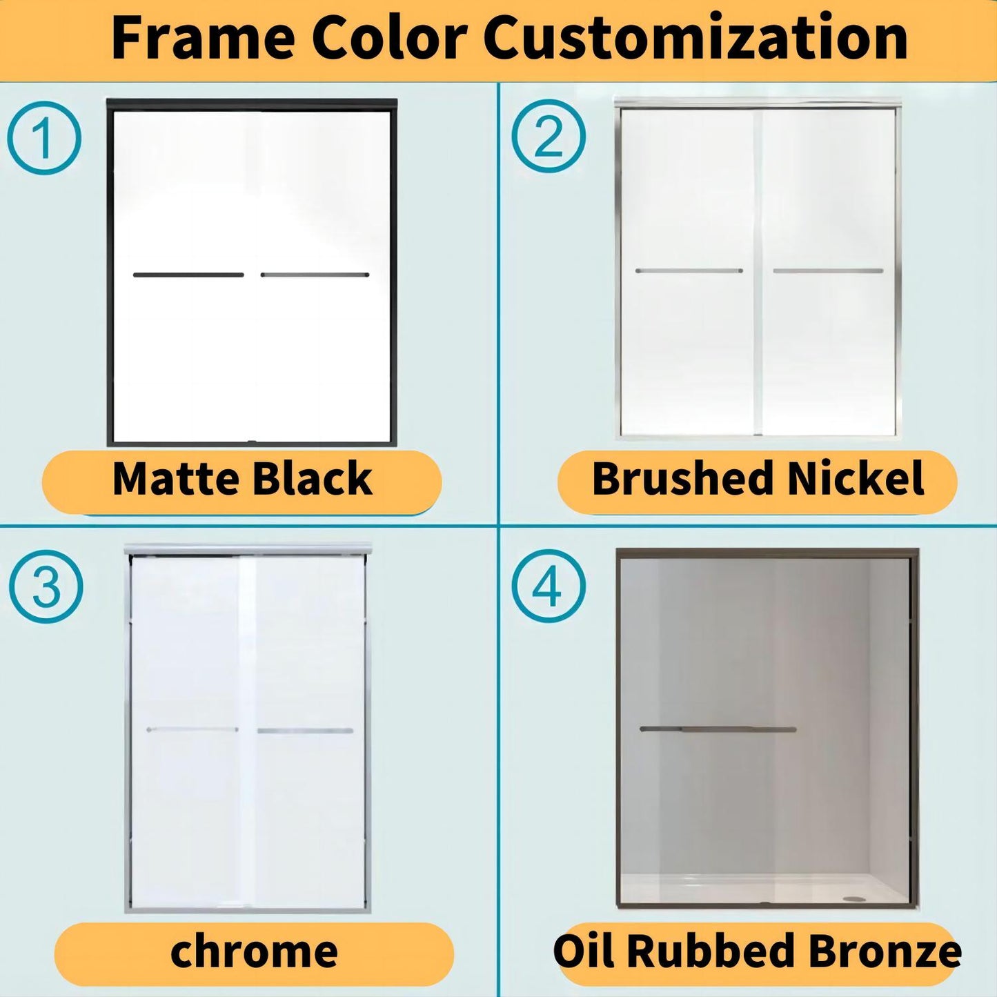 TOOLKISS Sliding Framed Shower Door wtih Double Towel Bars Customization(TK19118)