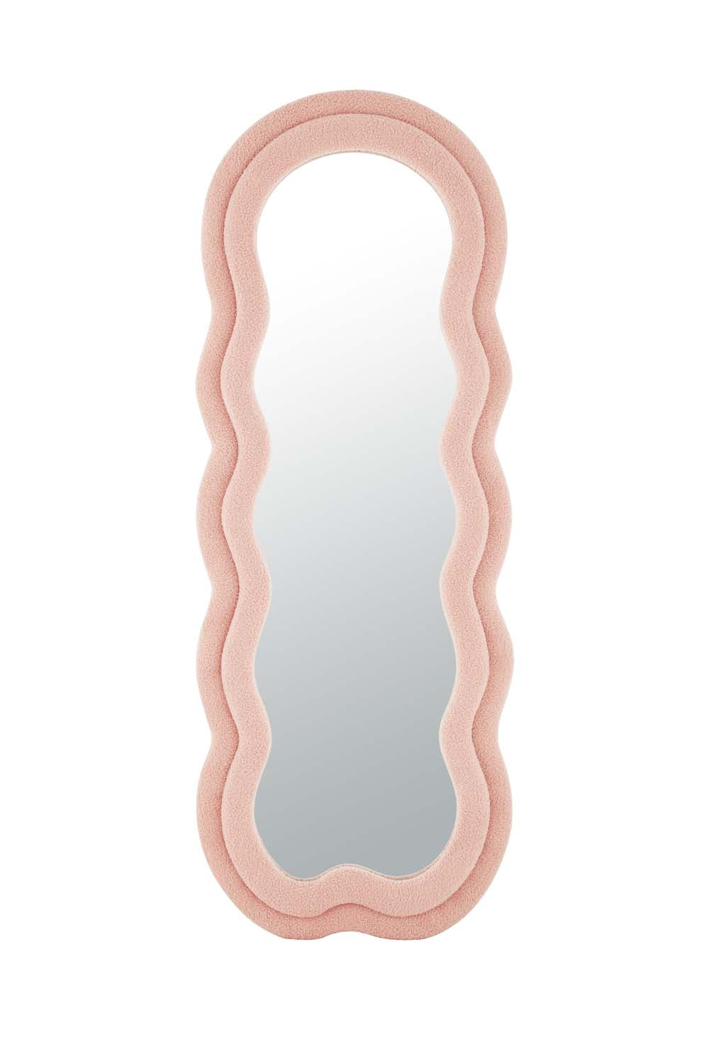Wavy Full Length Mirror with Flannelette Fabric Frame 63’’ x 24’’ (H x W) Pink