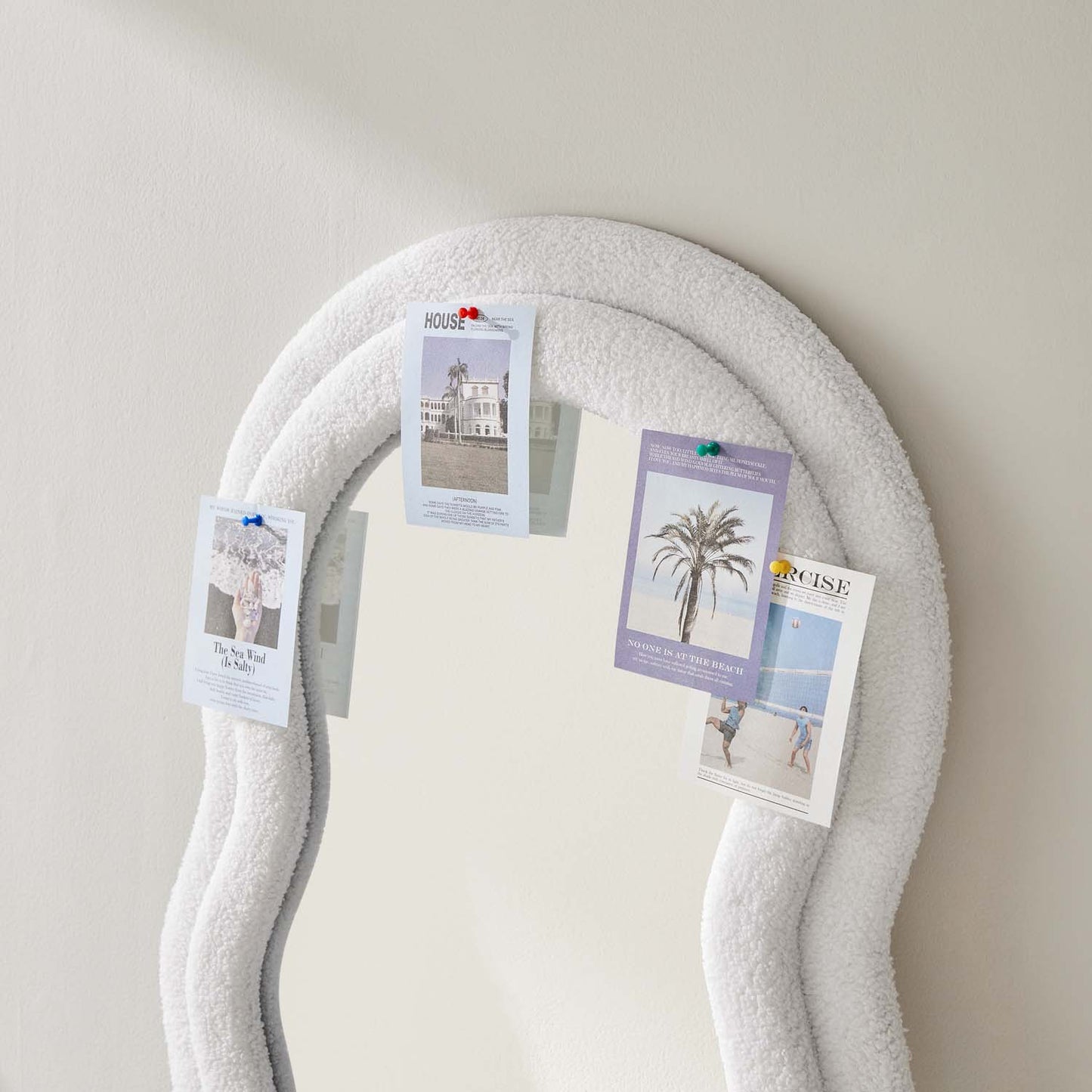 Full Length Standing Wavy Mirror 63’’ x 24’’ (H x W) with Flannelette Fabric Frame White