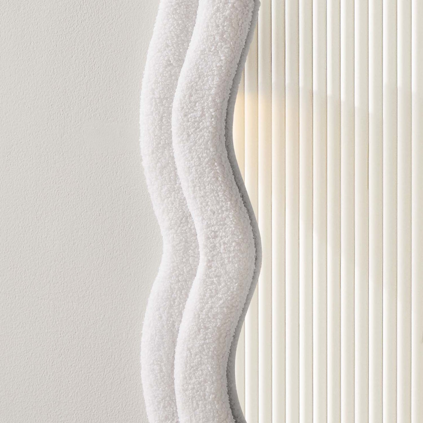 Full Length Standing Wavy Mirror 63’’ x 24’’ (H x W) with Flannelette Fabric Frame White