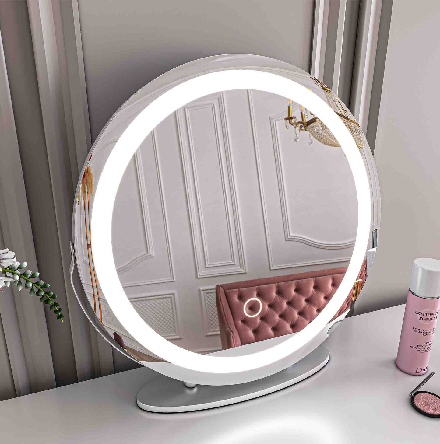 19'' Round Makeup Vanity Mirror with Lights for Bathroom Table
