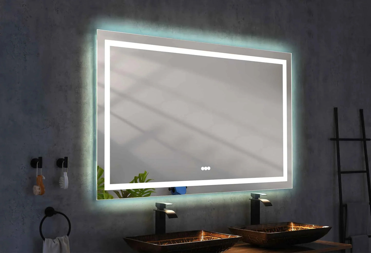 84'' W x 48'' H Large LED Bedroom Mirror, Frameless, Anti-mist, Front Light