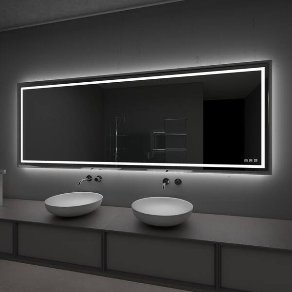 48 in. W x 36 in. H Large Rectangular Frameless LED Light Anti-Fog Wall  Bathroom Vanity Mirror Super Bright