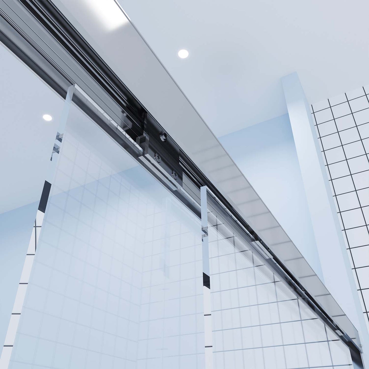 Toolkiss 50’’ to 54’’W x72’’H Semi Frameless Sliding Shower Door, Double Sliding, Chrome