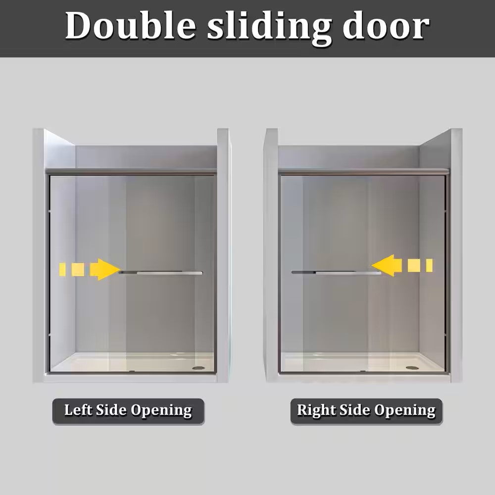 Toolkiss Semi Frameless Sliding Tub Shower Door 56’’ to 60’’ W x 58’’ H, Brush Nickel