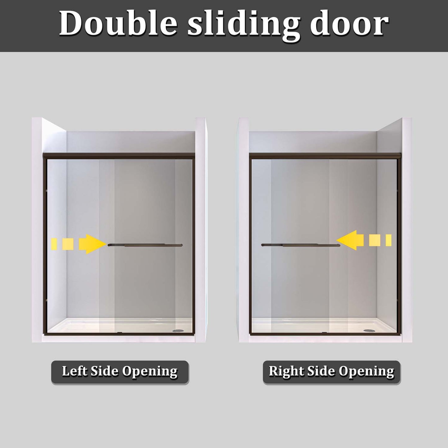 Toolkiss Semi Frameless Sliding Tub Shower Door 56’’ to 60’’ W x 58’’ H, Matte Black