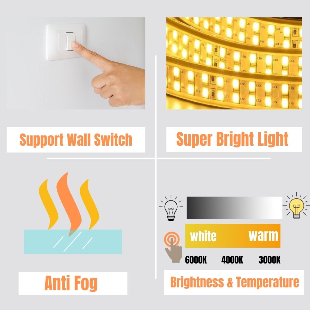 30 in. W x 36 in. H LED Diamond Cut Frameless Anti-Fog Wall Bathroom Oval Mirror Front Light