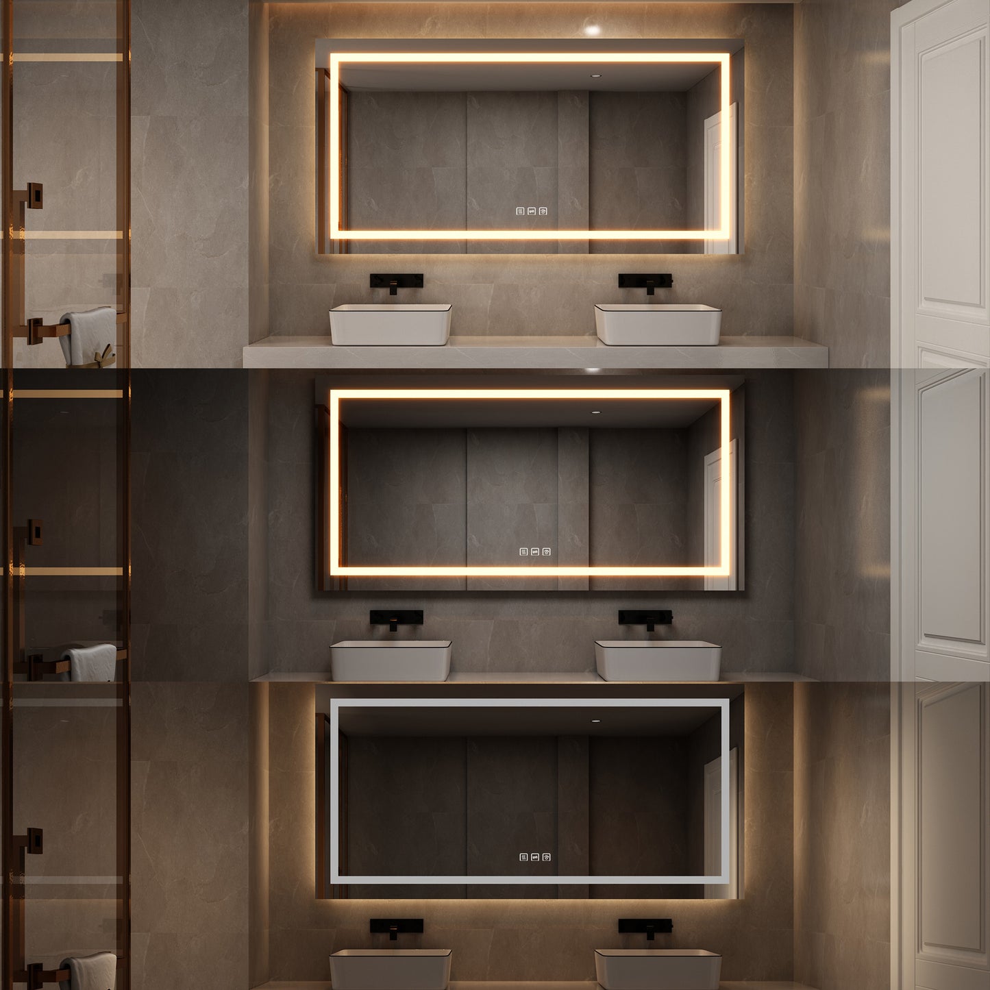 72 in. W x 36 in. H LED Large Rectangular Frameless Anti-Fog Bathroom Mirror Front & Backlit