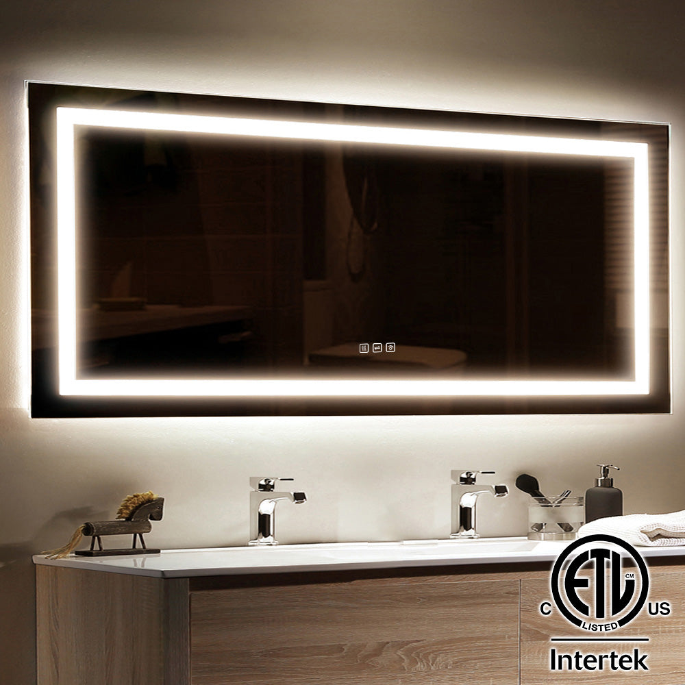 72 in. W x 36 in. H LED Large Rectangular Frameless Anti-Fog Bathroom –  toolkiss united states