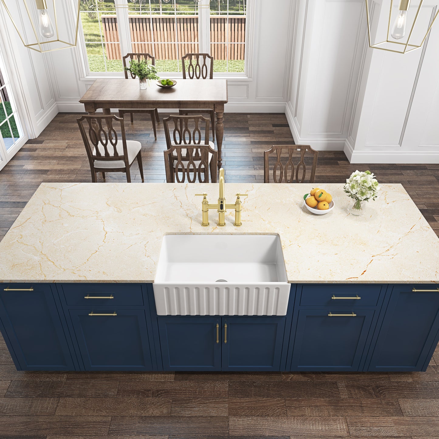 White Fireclay Ceramic 30 in. Single Bowl Farmhouse Apron Workstation Kitchen Sink