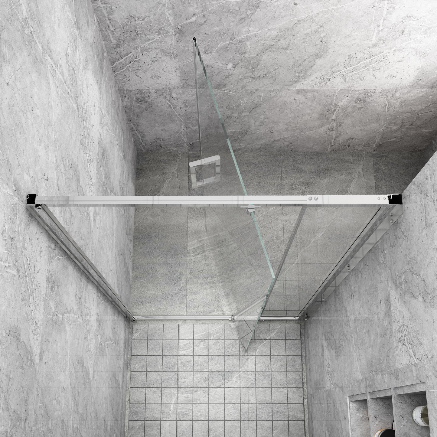 32-36 in. W x 72 in. H Pivot Swing Framed Shower Door in Chrome Clear Glass