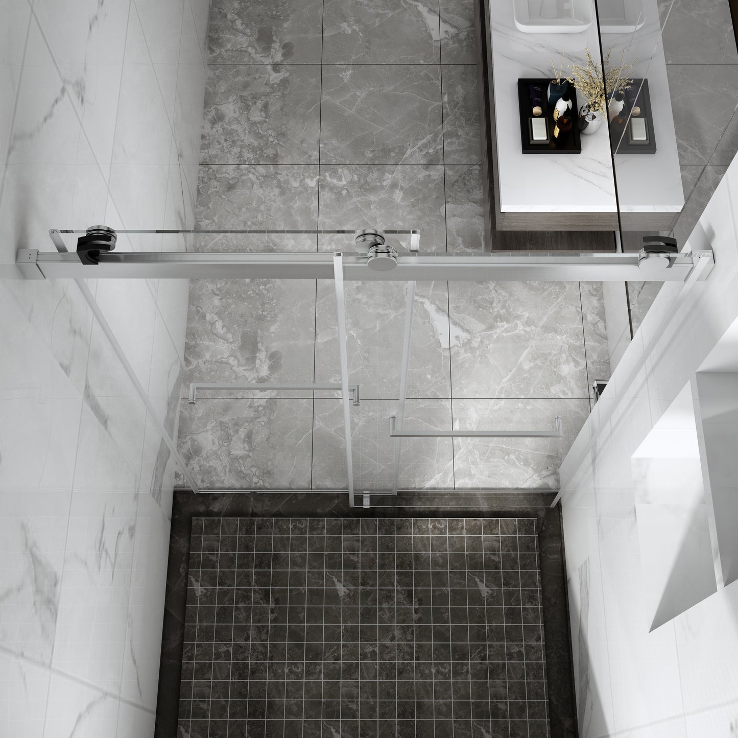 60 in. W x 76 in. H Sliding Frameless Shower Door Brushed Nickel Clear Glass