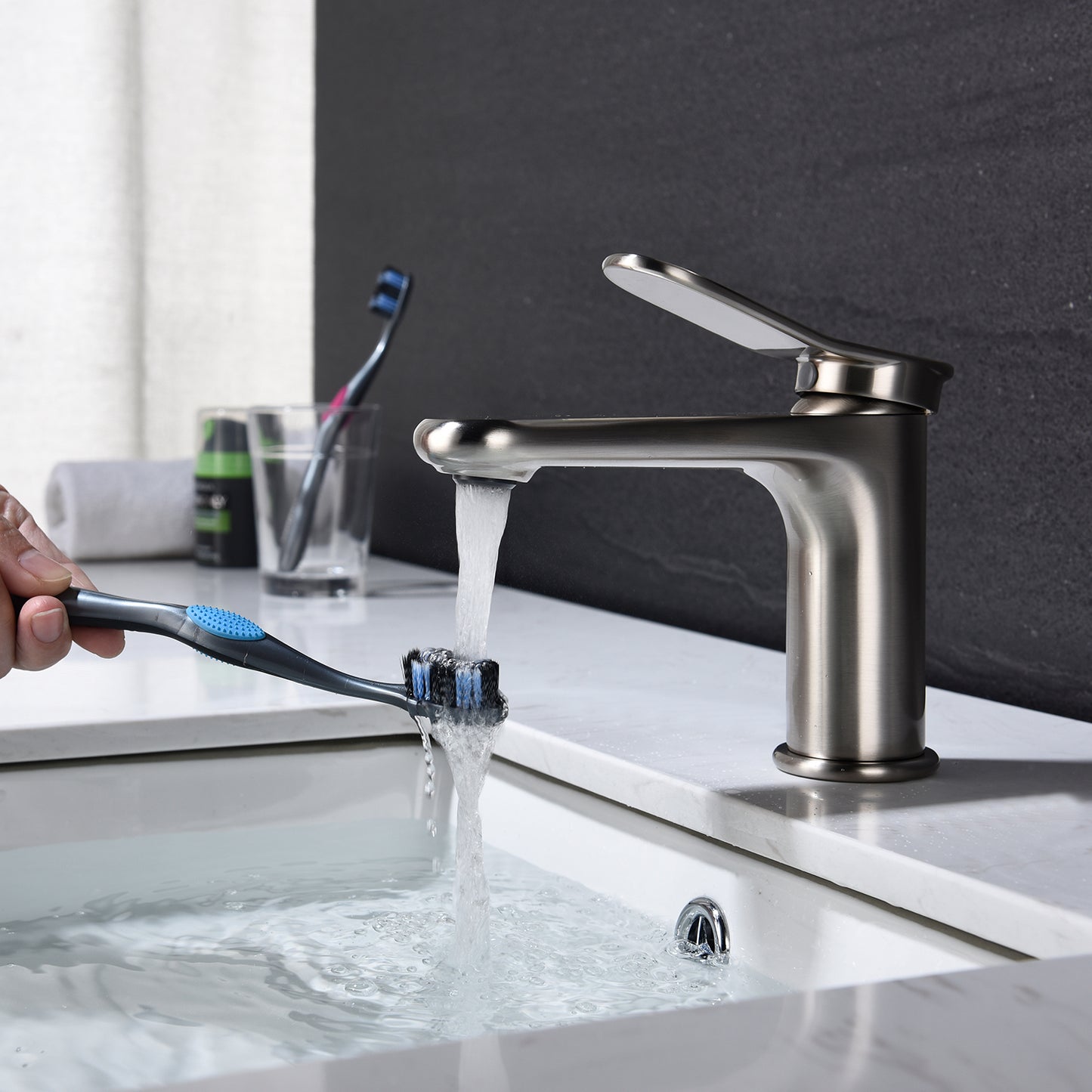 Bathroom Faucet 1 Hole Single Handle Brass Chrome Brushed Nickel Lavatory Mixer Tap