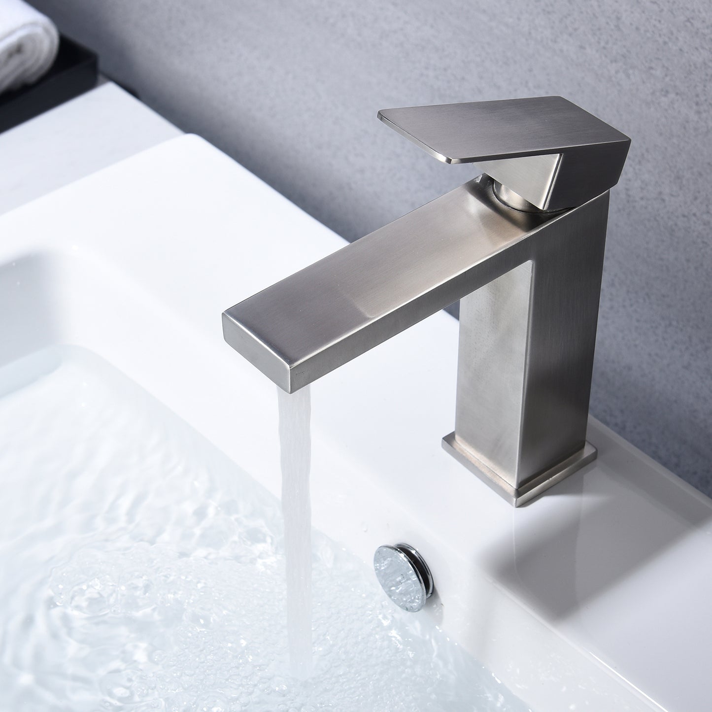 Single Hole Waterfall Bathroom Faucet for Sink Clearance Widespread Brushed Nickel Chrome Brass Stainless Steel Modern Laundry Washbasin