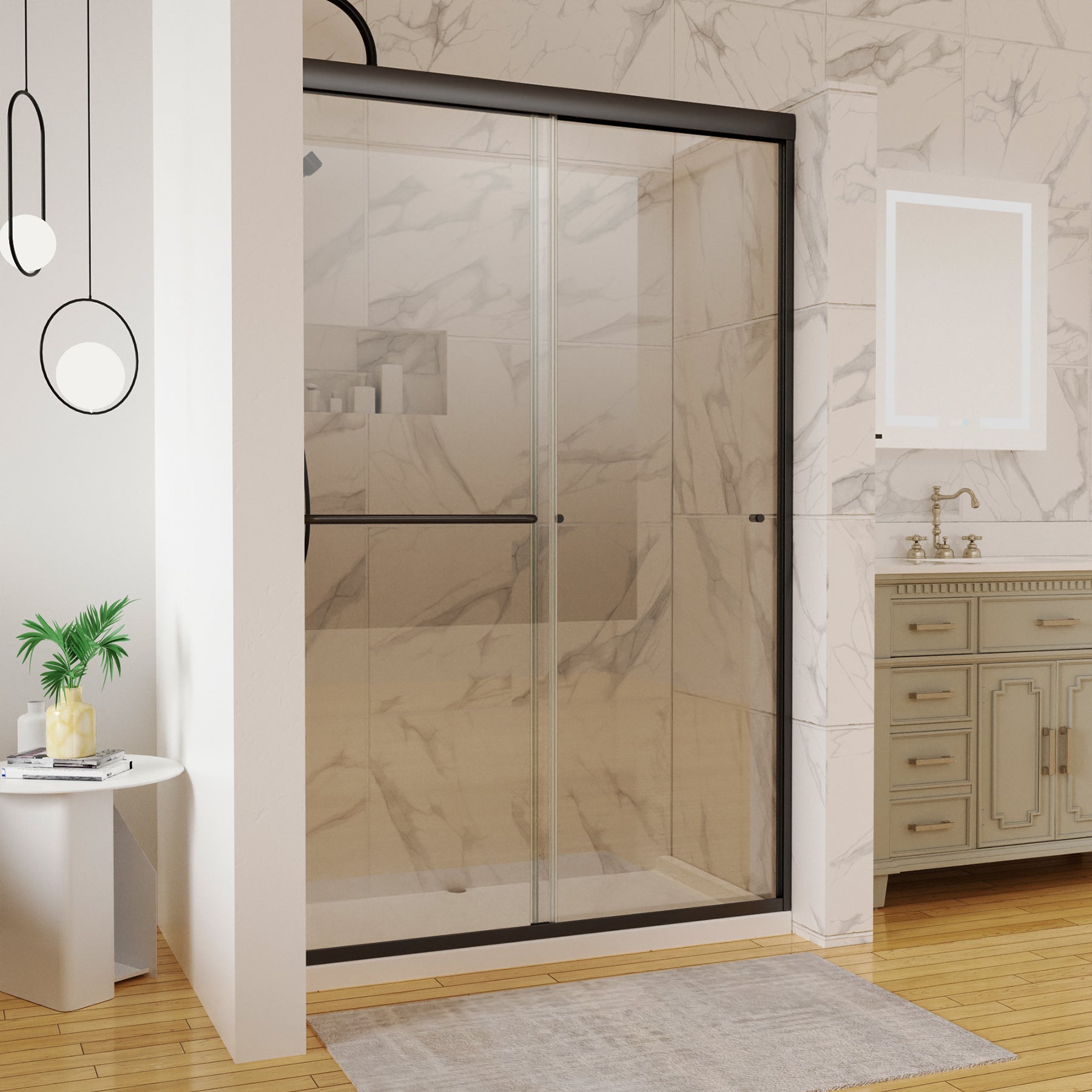 TOOLKISS 46 in. - 48 in. W x 72 in. H Sliding Framed Shower Door in Matte Black with Clear Glass TOOLKISS 46 in. - 48 in. W x 72 in. H Sliding Framed Shower Door in Matte Black with Clear Glass