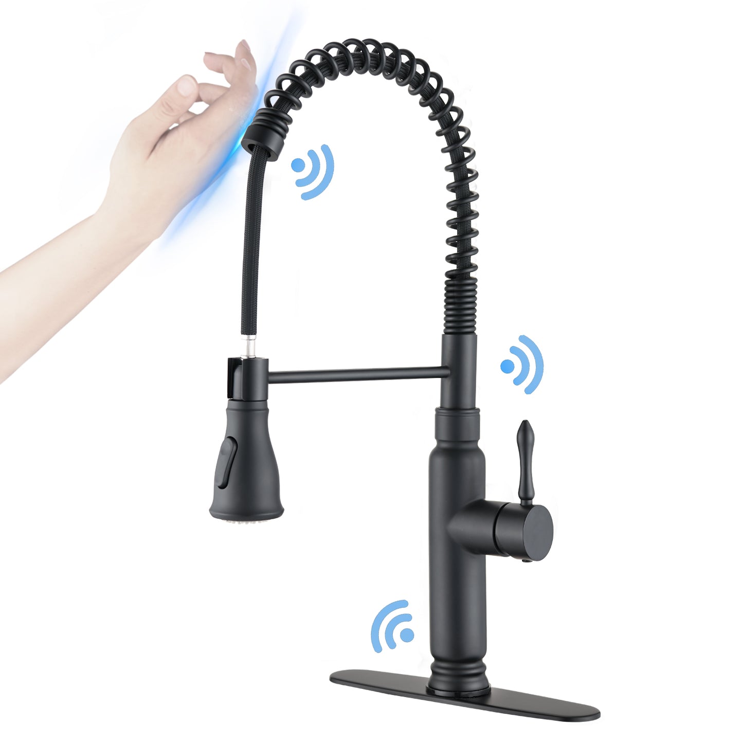 Touch Kitchen Faucets With Pull Down/Out Sprayer Stainless Steel Single Handle - Matte Black
