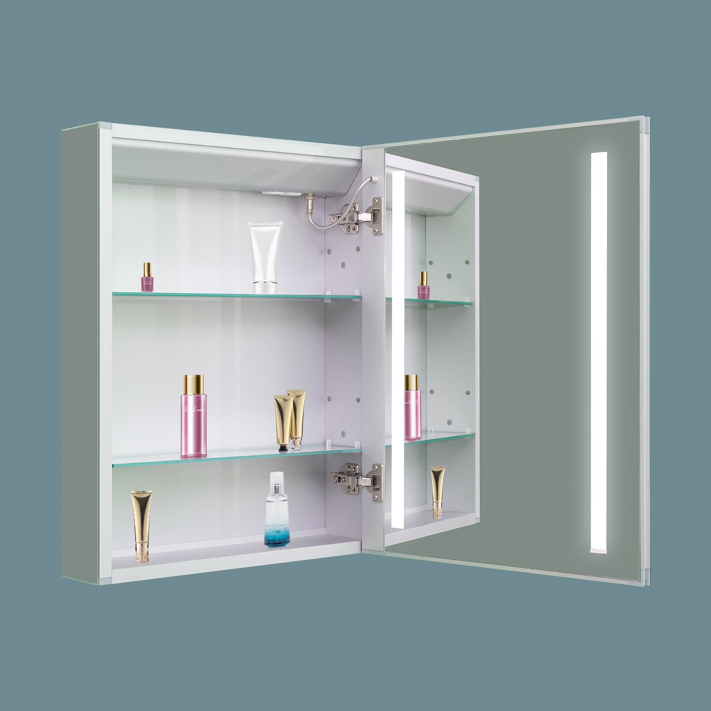20 in. W x 26 in. H Medium Rectangular Silver Aluminum Recessed/Surface Mount Medicine Cabinet with Mirror