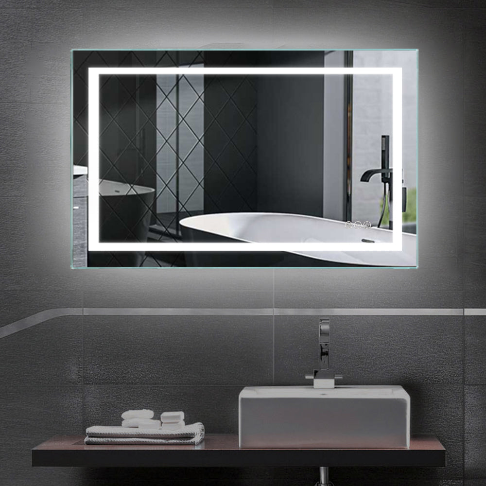 24 in. W x 32 in. H LED Rectangular Frameless Anti-Fog Bathroom Mirror Front & Backlit