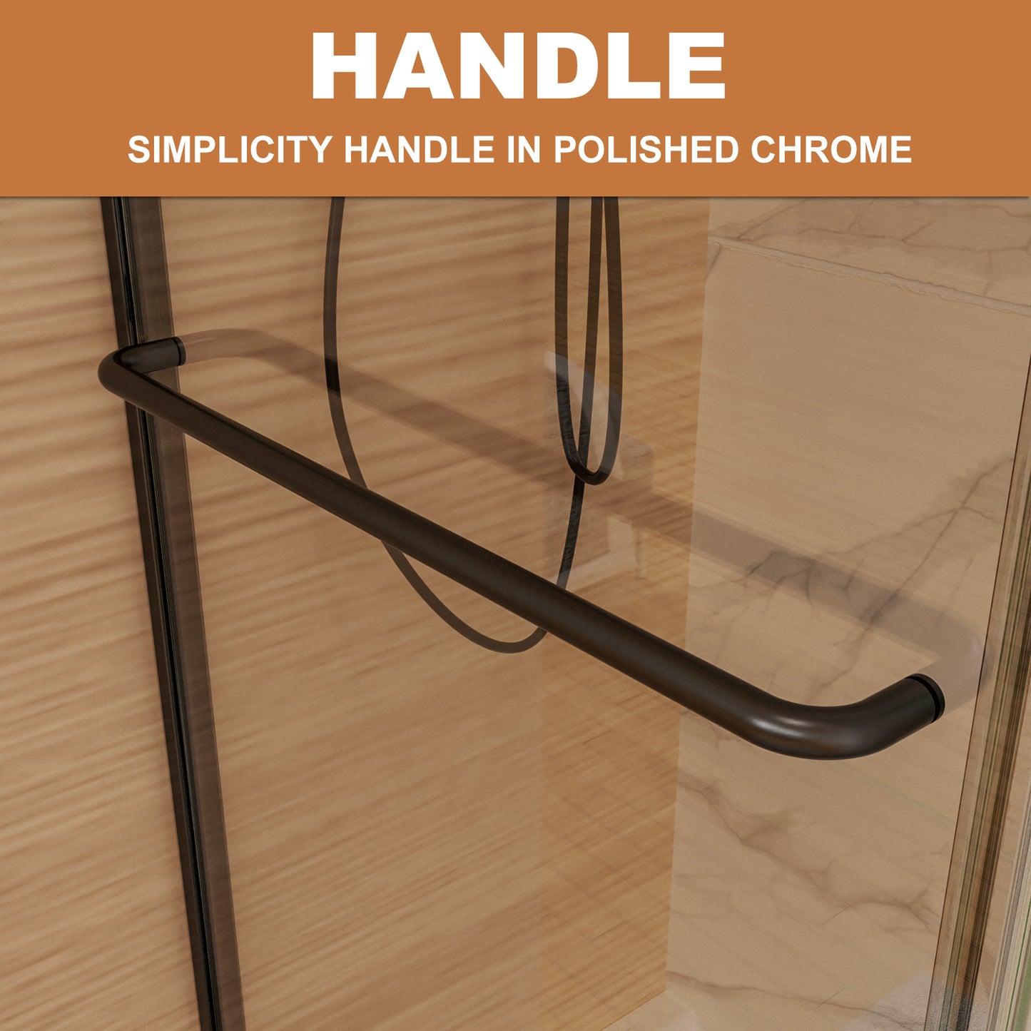 Toolkiss Semi Frameless Sliding Shower Door Shower Base Kit, Double Sliding, Matte Black