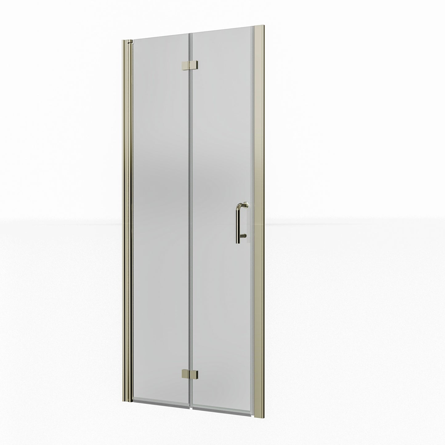 32-33.5 in. W x 72 in. H Bi-Fold Minimalist Frameless Shower Door Brushed Nichel Clear Glass