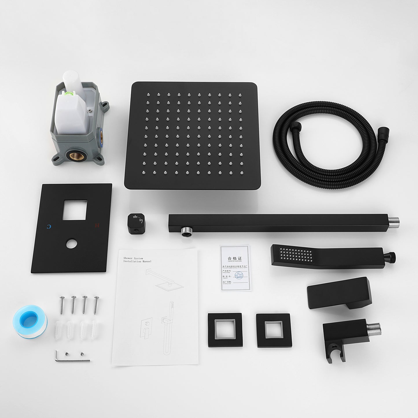 10 Inch Complete Shower Systems Rain Shower Head & Handheld Faucet Matte Black