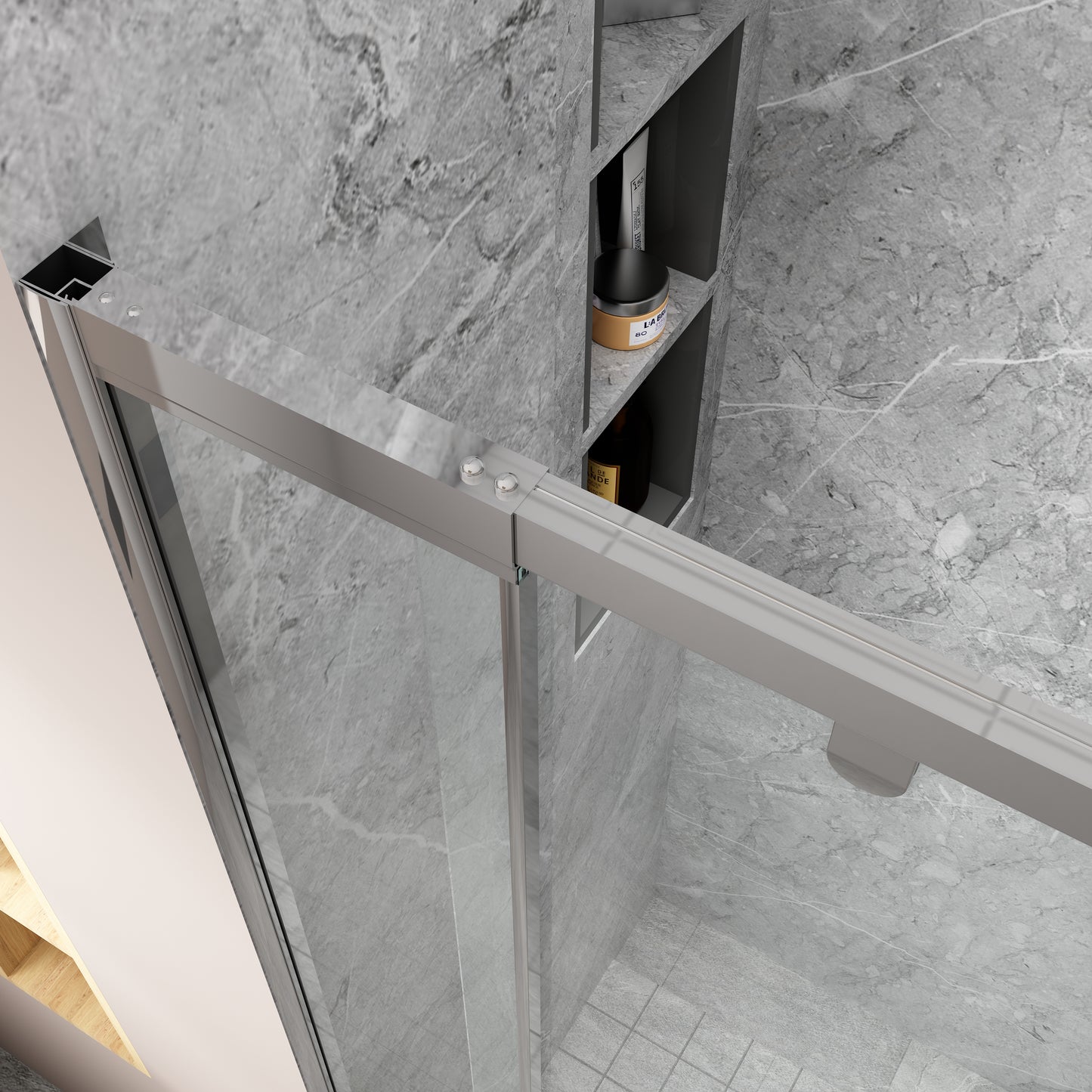 32-36 in. W x 72 in. H Pivot Swing Framed Shower Door in Chrome Clear Glass