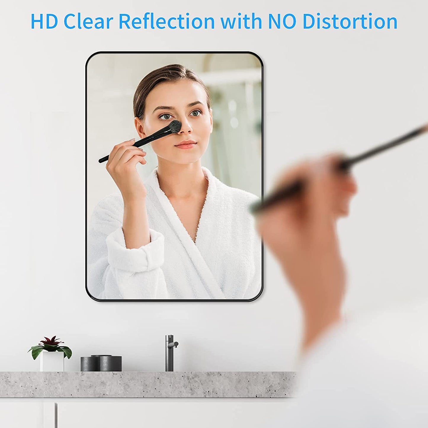 Square Framed Bathroom Wall Mirrors Aluminum Frame (Horizontal/Vertical)