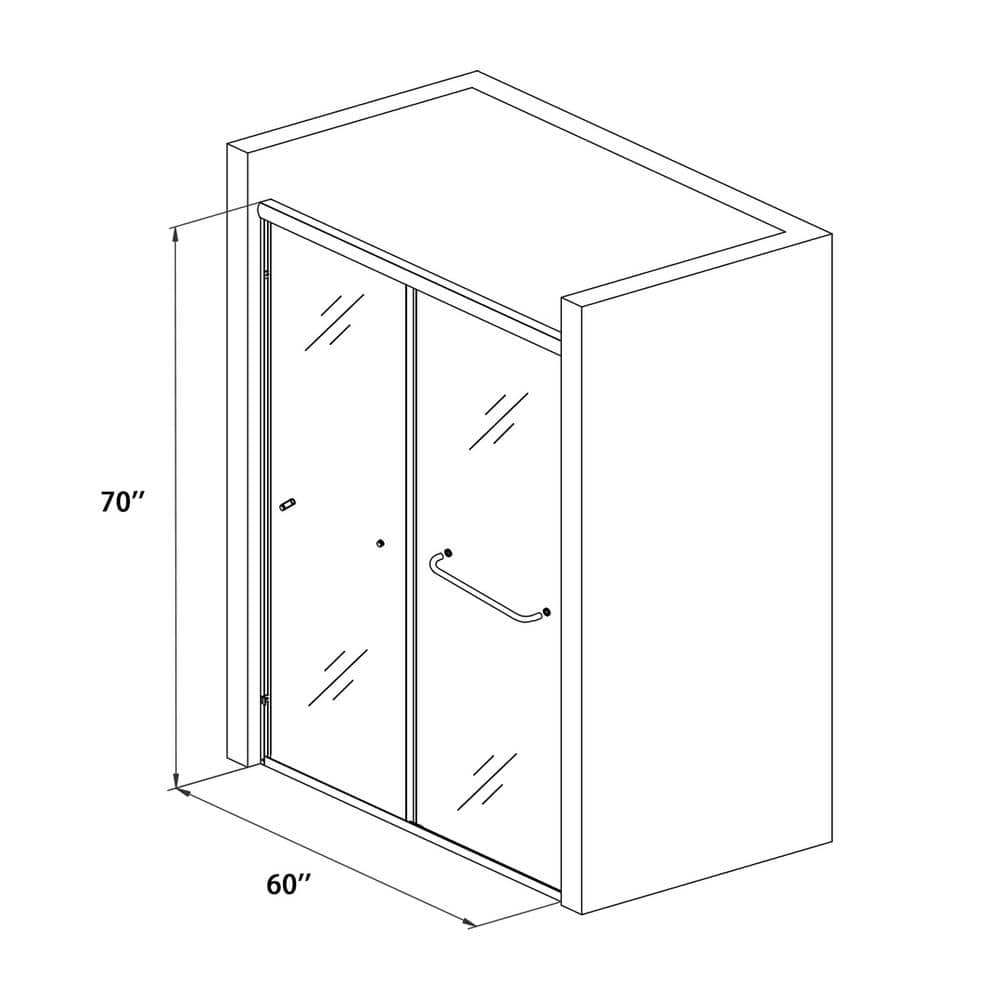 60 in. W x 70 in. H Sliding Framed Shower Door in Chrome Finish with Clear Glass
