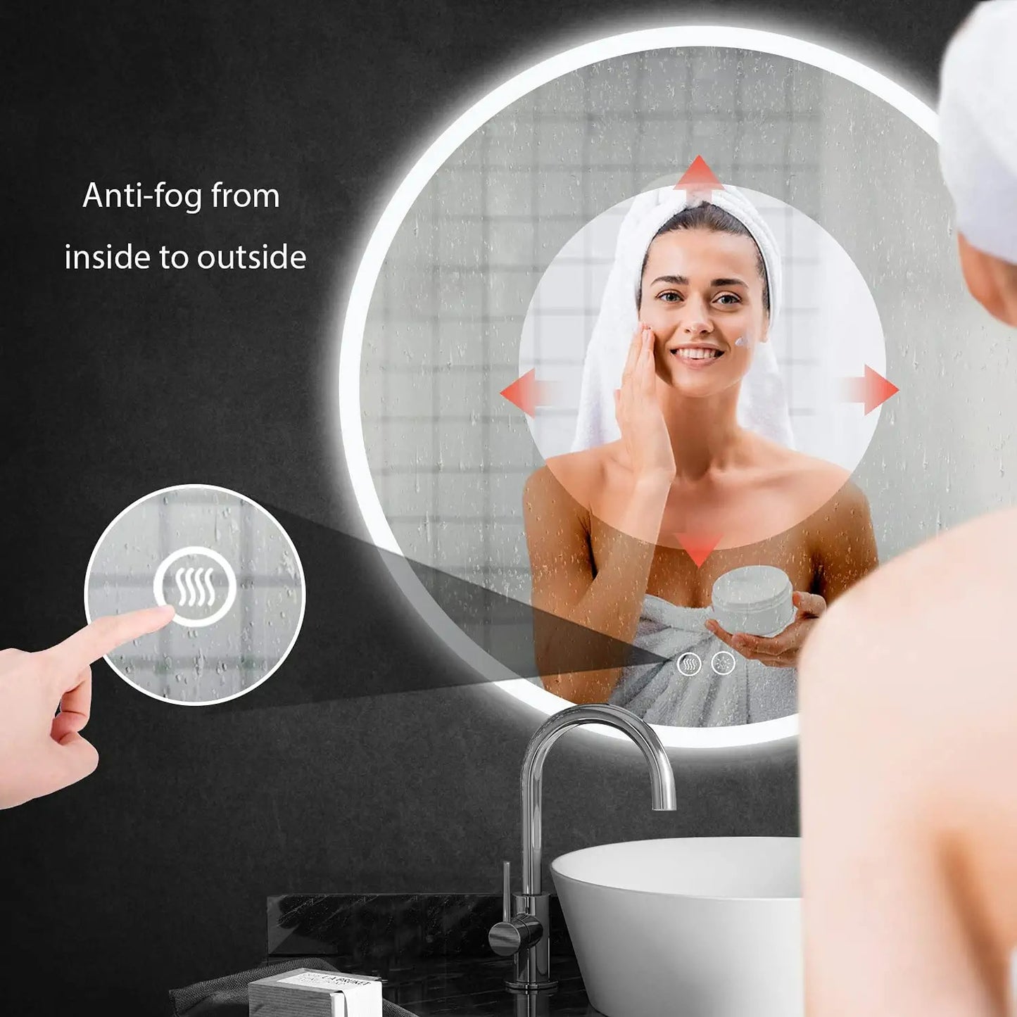 24 in. to 32 in. LED Round Frameless Anti-Fog Bathroom Mirror Front Light