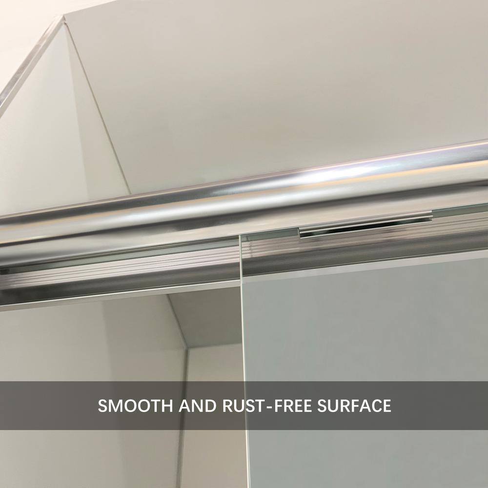 60 in. W x 70 in. H Sliding Framed Shower Door in Chrome Finish with Clear Glass