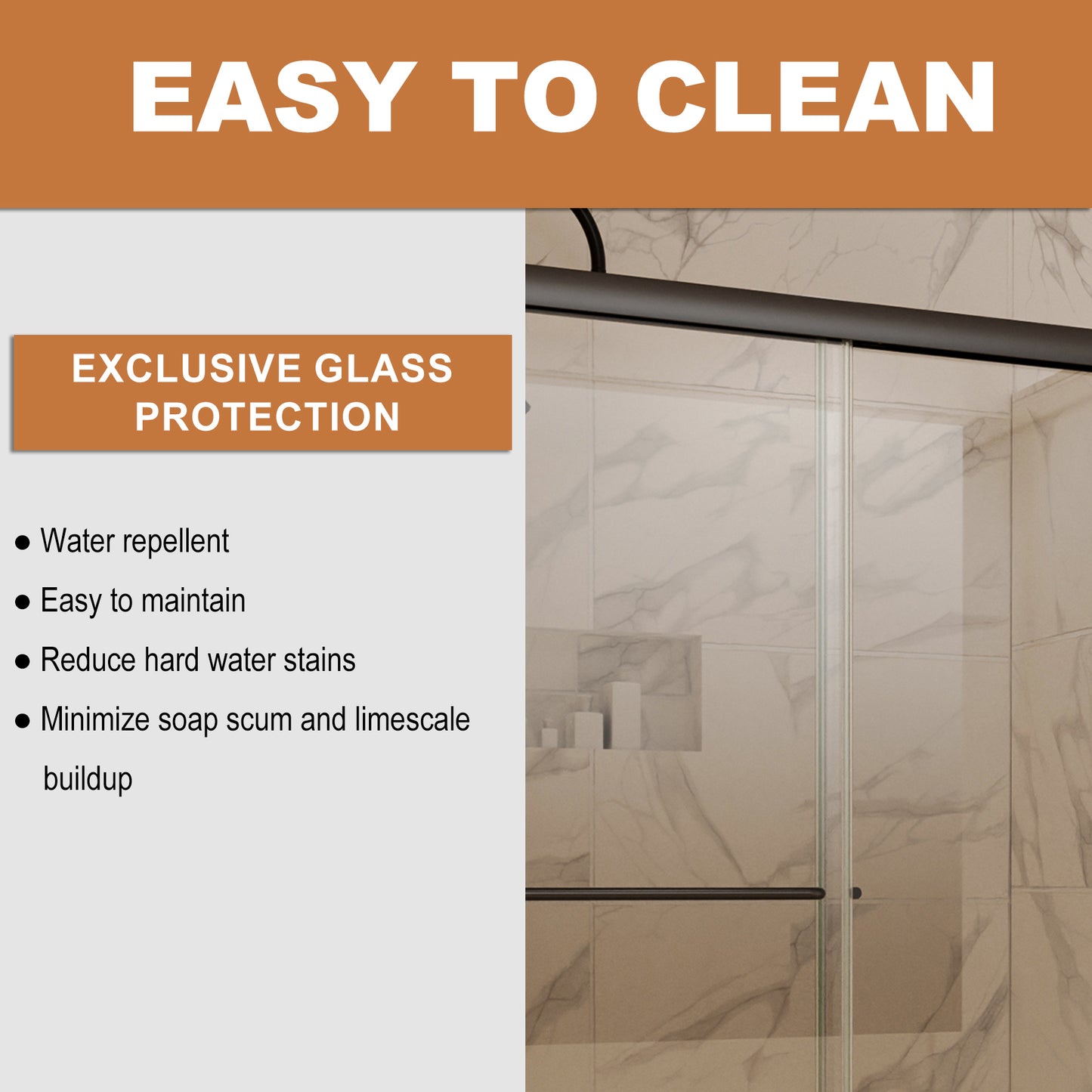 Toolkiss Semi Frameless Sliding Shower Door Shower Base Kit, Double Sliding, Matte Black