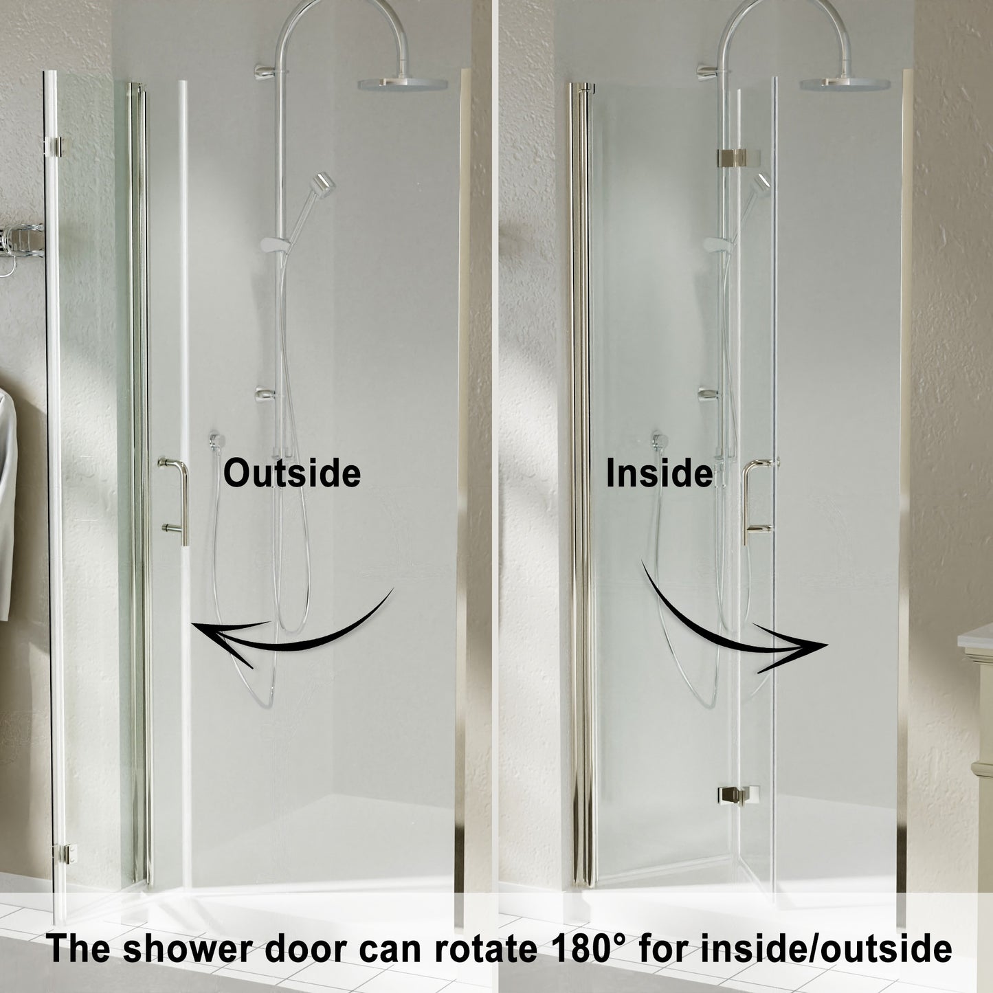 34-35.5 in. W x 72 in. H Bi-Fold Minimalist Frameless Shower Door Brushed Nichel Clear Glass